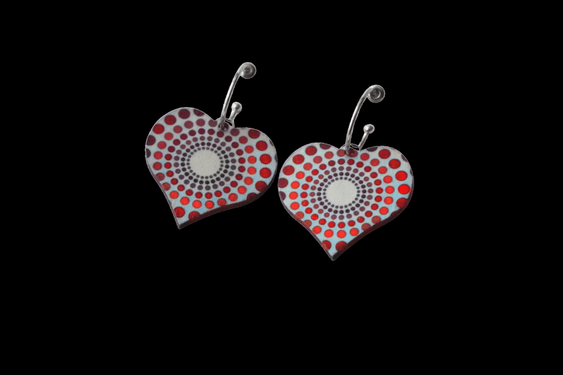 Polka Dot Heart Shaped Earrings - Image 4