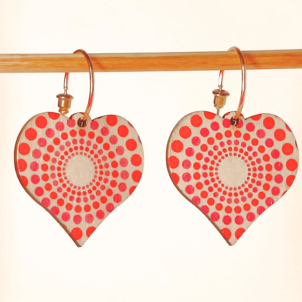 Polka Dot Heart Shaped Earrings