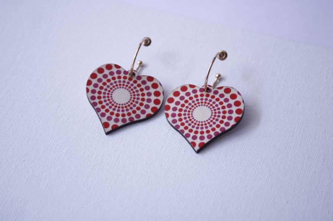 Polka Dot Heart Shaped Earrings - Image 5