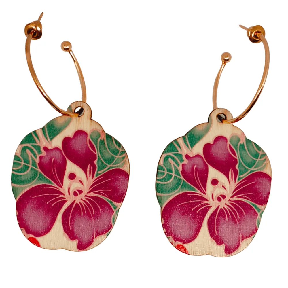 Purple Floral Drop Earrings - Image 4