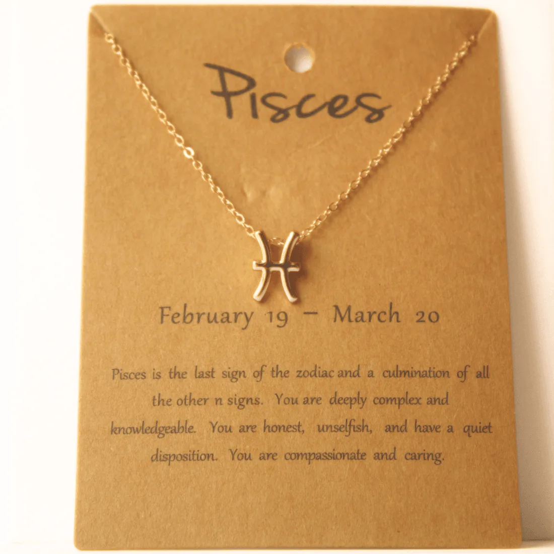 Zodiac Sign Necklace (Pisces Star Sign Horoscope Necklace)