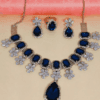 Double Layered Royal Blue Glass Stones Necklace Set with Ring - Image 2