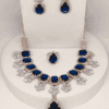 Double Layered Royal Blue Glass Stones Necklace Set with Ring