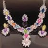 Rani Stones Multicolored Necklace set with Ring - Image 3