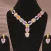 Rani Stones Multicolored Necklace set with Ring - Image 2