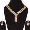 Rani Stones Multicolored Necklace set with Ring - Image 7